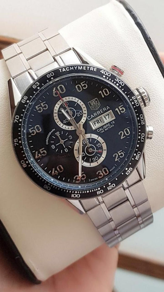 Gat Sliver Chain Black Dial Heavy Japanese Machinchery Men Watch 400824